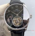 Super Clone Swiss IWC Portugieser Moon phase Tourbillon Edition Watch Stainless Steel Black Dial 42mm